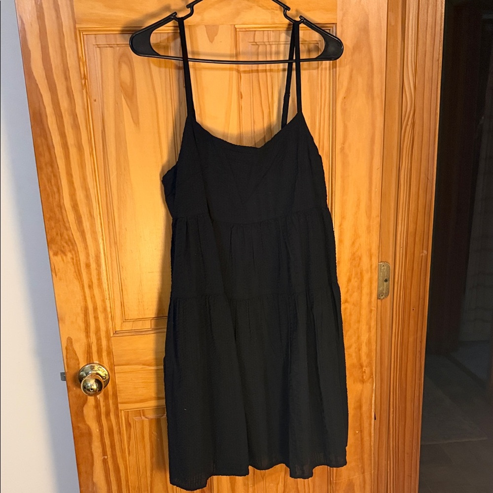 SO Black Spaghetti-Strap Tiered Mini Dress